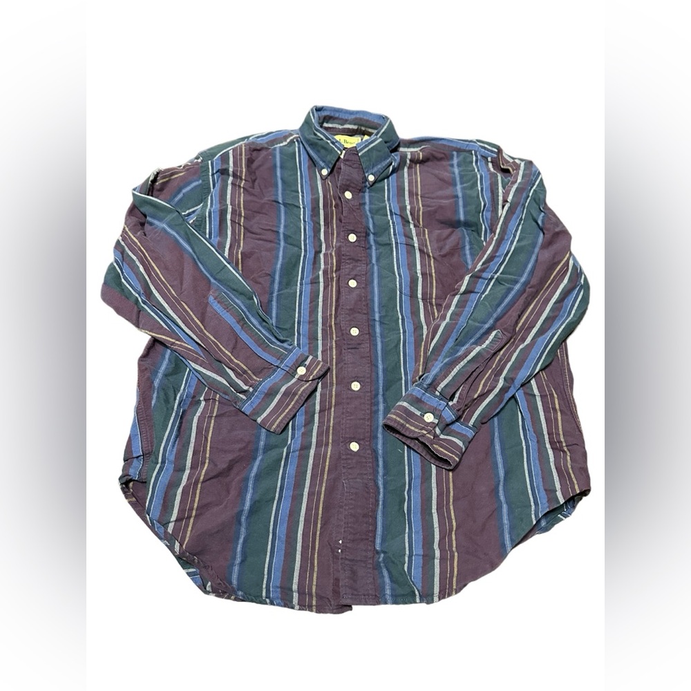 Vintage plaid LL‎ bean button down size L 100 % cotton made in Hong Kong